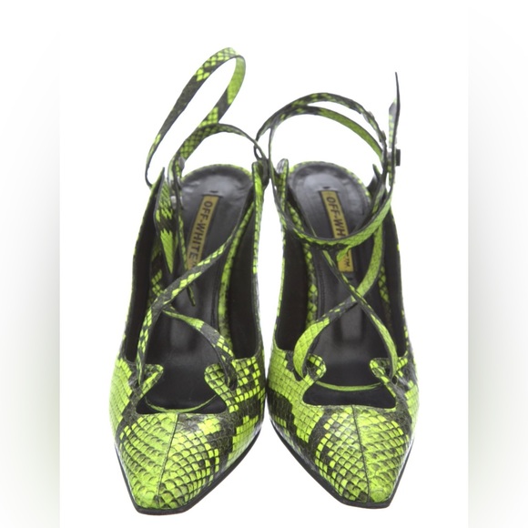 2019 Snake Print Warped Slingback Pumps - Picture 4 of 5